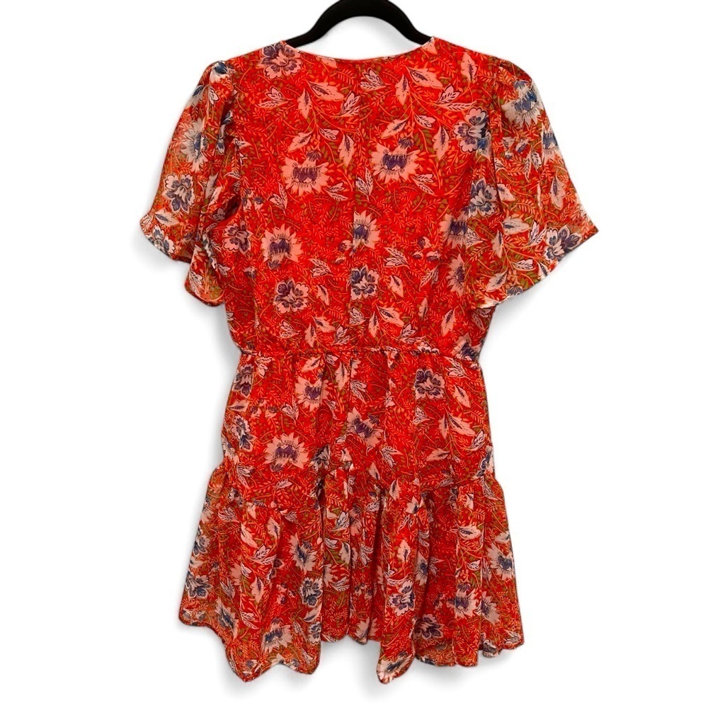 Sam Edelman tiered ruffle flutter sleeve red dress size 6 - Picture 2 of 13
